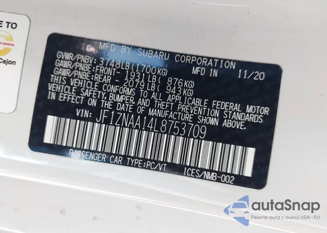 2020 Toyota 86 from USA, damaged, VIN JF1ZNAA14L8753709